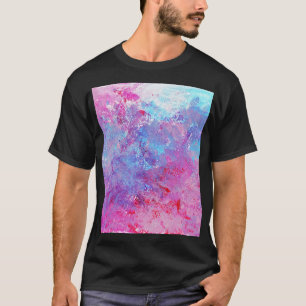 T-shirt Texture créative bleu-rose, taches de peinture.