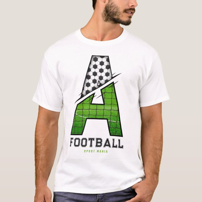 T-shirt Texture de ballon de football Initiale typographie (Devant)