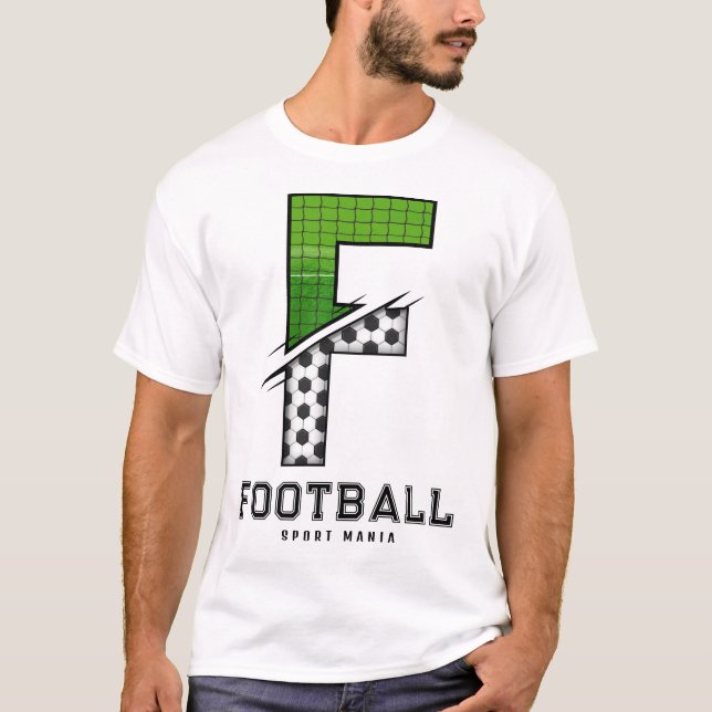 T-shirt Texture de ballon de football Initiale typographie (Devant)