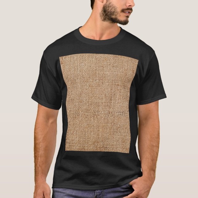 T-shirt texture de burlap Brown, tissu rustique. (Devant)