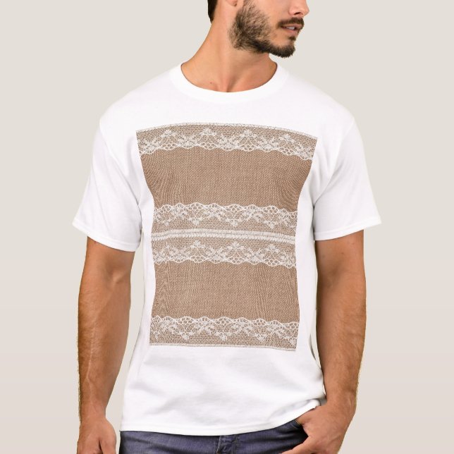 T-shirt Texture de dentelle blanche Brown (Devant)