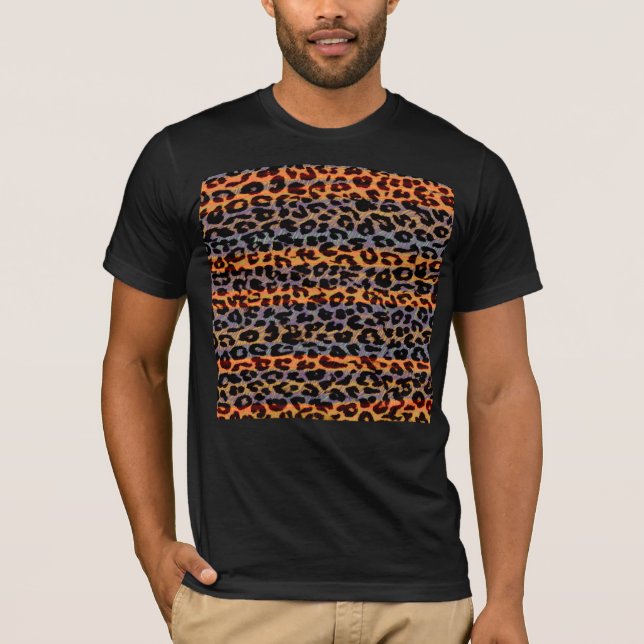 T-shirt Texture de fourrure de léopard motif rétro (Devant)