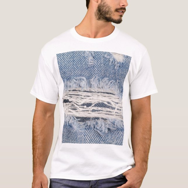T-shirt Texture de jean déchiré (Devant)