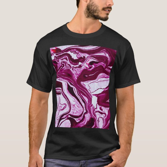T-shirt Texture de marbre magenta : Art Abstrait des fluid (Devant)
