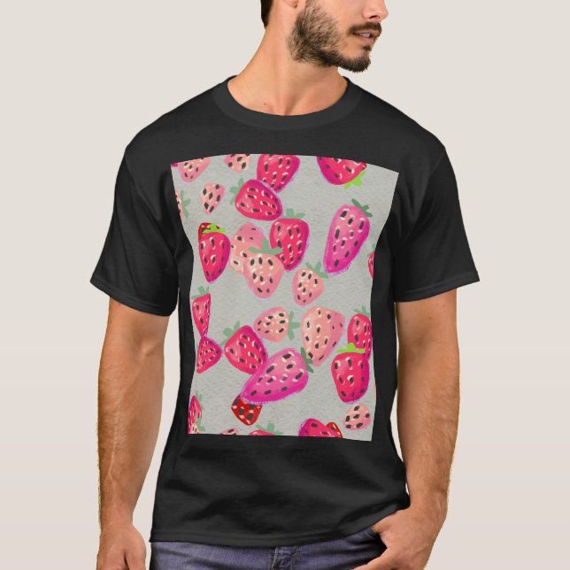 T-shirt Texture tirée à la main de fraise mûre (Devant)