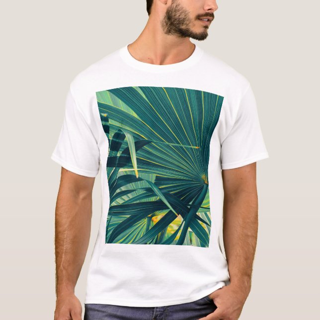 T-shirt Texture tonique à feuille de palme striée (Devant)