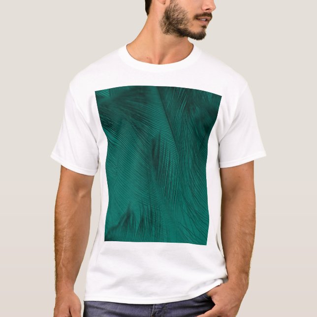 T-shirt Texture Vintage de plumes vert foncé (Devant)