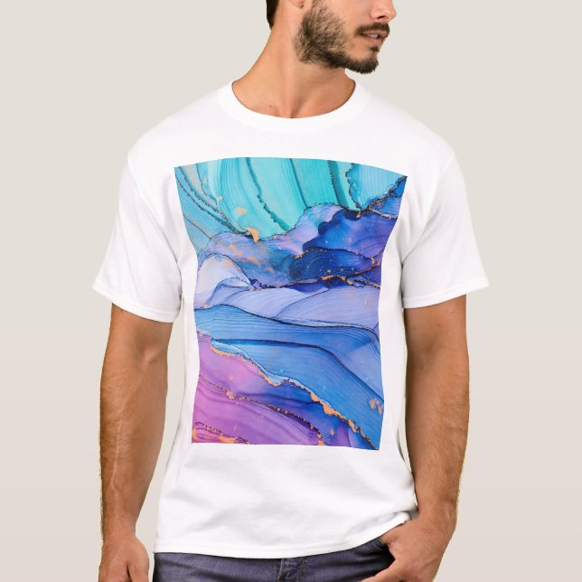 T-shirt Textures fluides, art abstrait de luxe. (Devant)