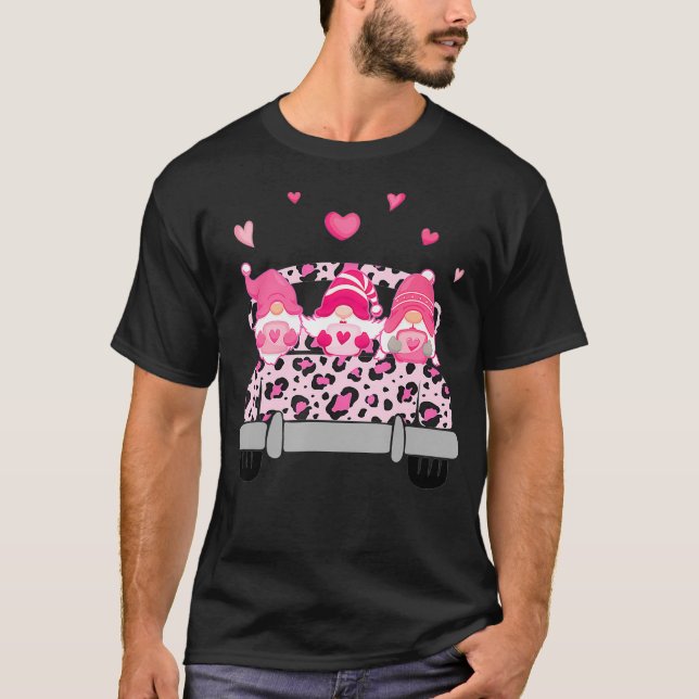T-shirt Tg Leopard Camion Gnome Valentines Costume de jour (Devant)