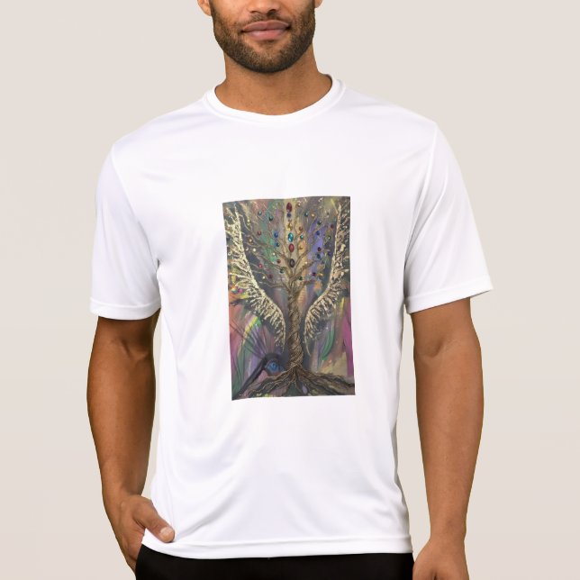 T-shirt Th Divine Tree Of Life celestial wings and jewels  (Devant)