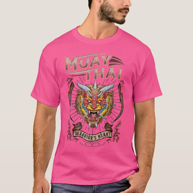 T-shirt Thai Boxing Warrior'S Heart Muay Thai Et Lion Dem (Devant)
