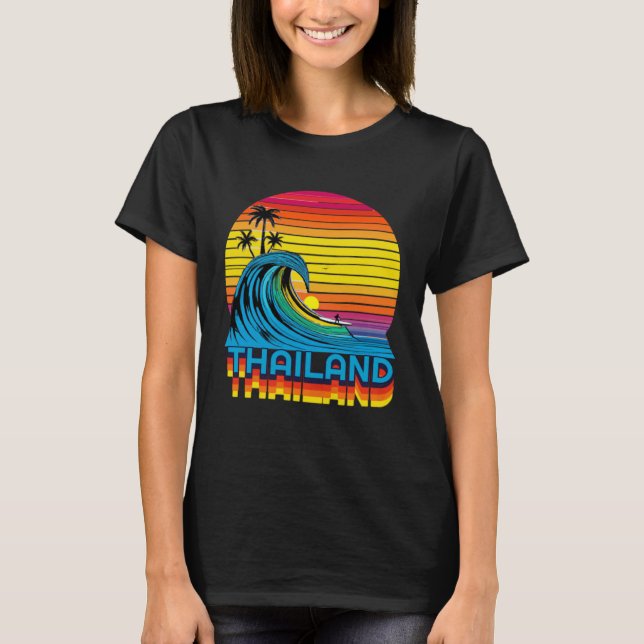 T-shirt Thailand Retro Throwback Surf & Thai Beach Souveni (Devant)