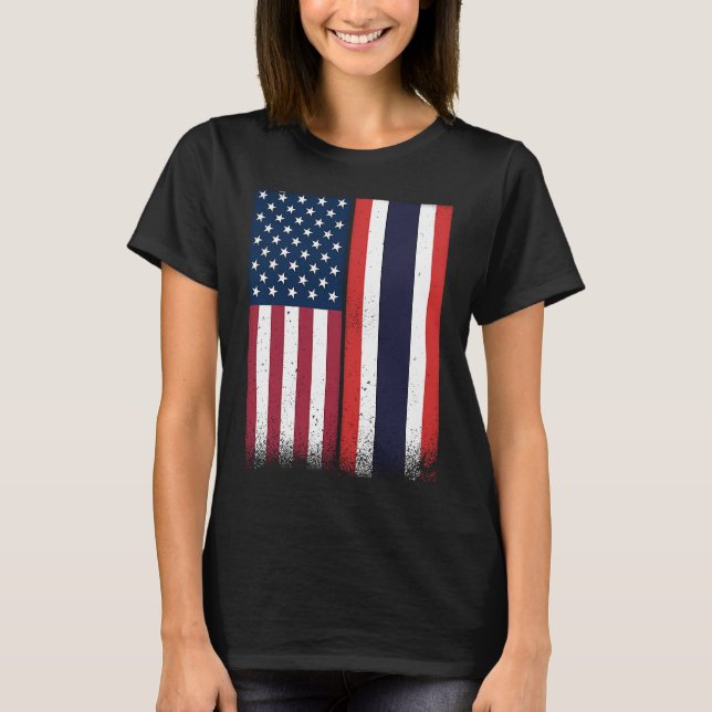T-shirt Thailand  Thai American Flags Proud USA Thailand (Devant)