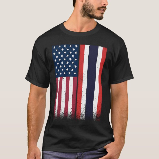 T-shirt Thailand  Thai American Flags Proud USA Thailand (Devant)