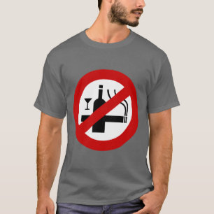T-shirt ⚠ thaïlandais de signe de ⚠ non-fumeurs d'alc