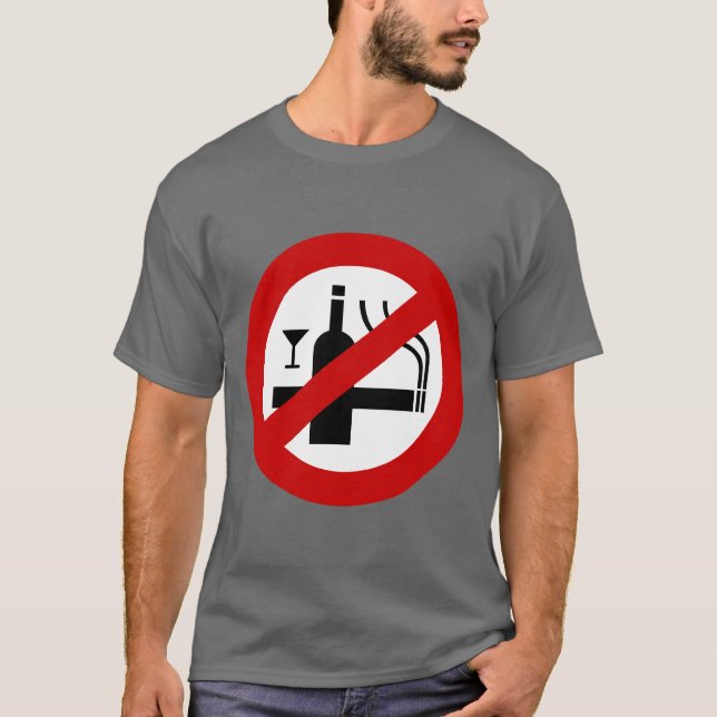 T-shirt ⚠ thaïlandais de signe de ⚠ non-fumeurs d'alcool (Devant)