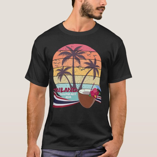 T-shirt Thaïlande Beach Palm Drapeau vacances Koh Samui Ba (Devant)