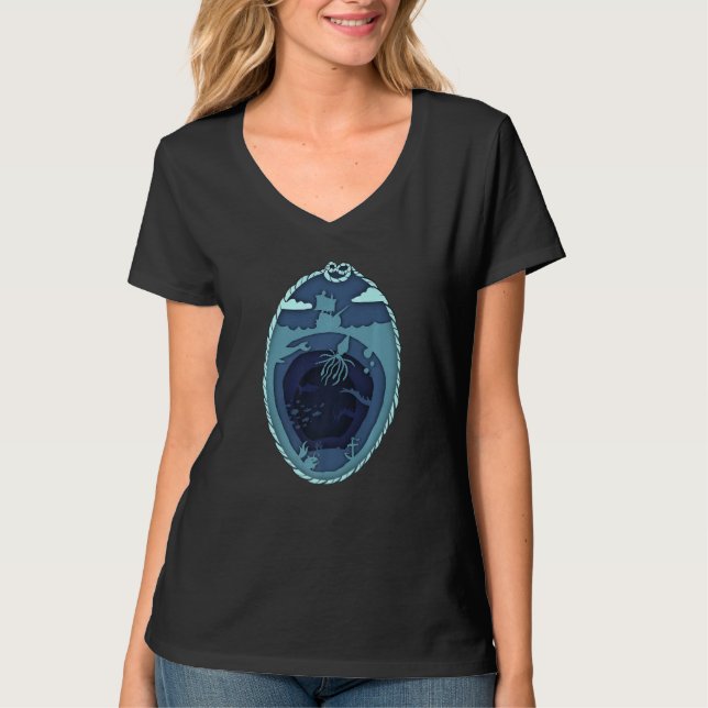 T-shirt Thalassophobia Ocean Pirate Ship in the Deep Sea f (Devant)