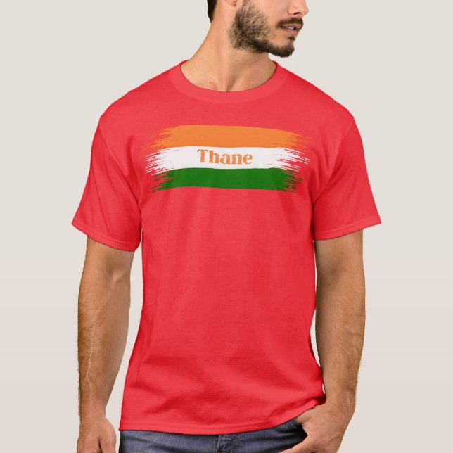 T-shirt Thane Ville Inde Drapeau Indiens Maison de Vacance (Devant)