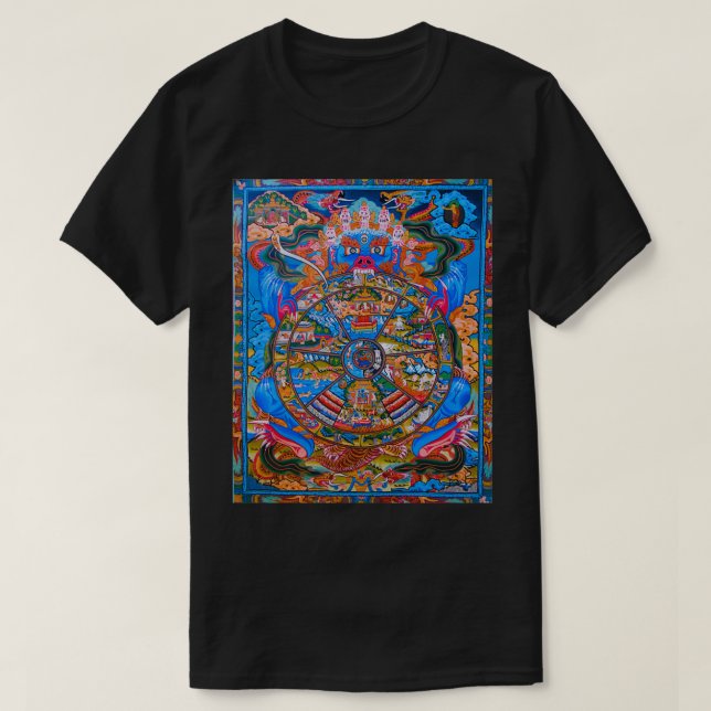 T-shirt Thangka Tibétain Samsara Mandala Roue bouddhiste d (Design devant)
