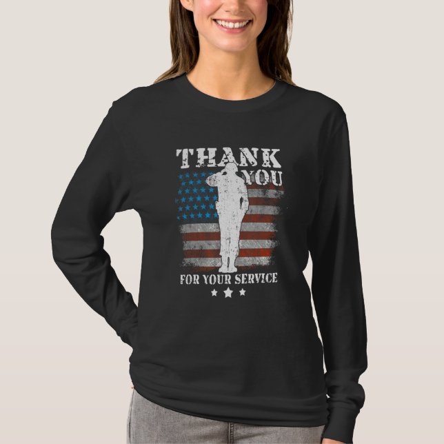 T-shirt Thank You For Your Service American Flag Veterans  (Devant)