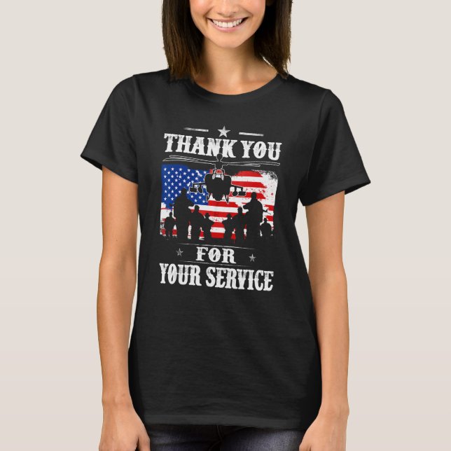 T-shirt Thank You For Your Service Patriotic Veterans Day (Devant)