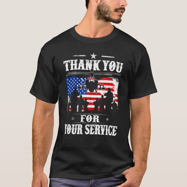 T-shirt Thank You For Your Service Patriotic Veterans Day (Devant)
