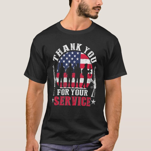 T-shirt Thank You For Your Service Patriotic Veterans Day (Devant)