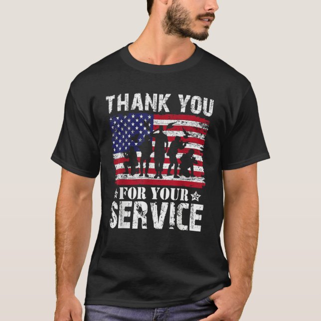 T-shirt Thank You For Your Service Veteran US Flag Veteran (Devant)