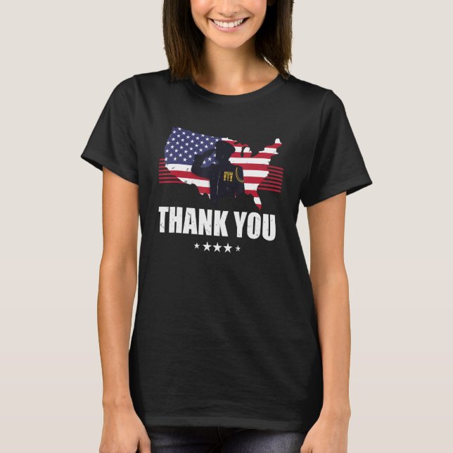 T-shirt Thank You Patriotic Veteran Memorial Day 4th Of Ju (Devant)
