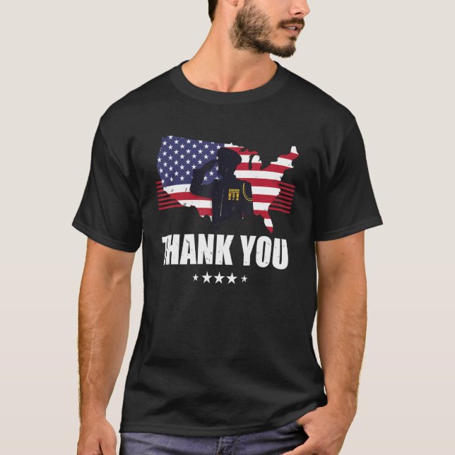 T-shirt Thank You Patriotic Veteran Memorial Day 4th Of Ju (Devant)