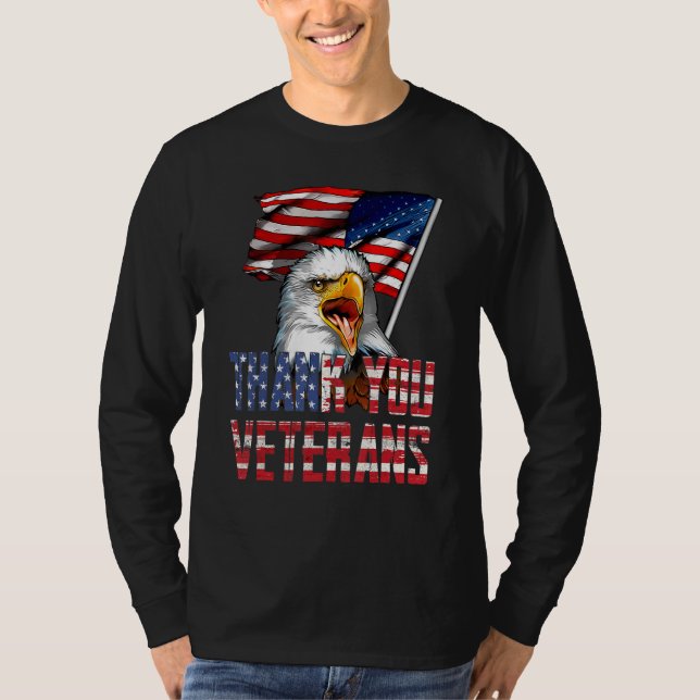 T-shirt Thank You Veterans American Eagle US Flag for 4th  (Devant)
