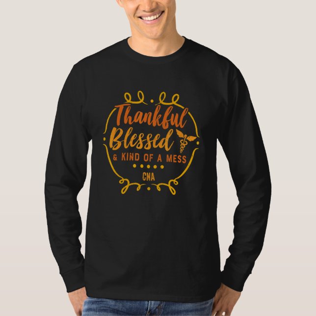 T-shirt Thankful Blessed CNA Thanksgiving Fall Autumn (Devant)