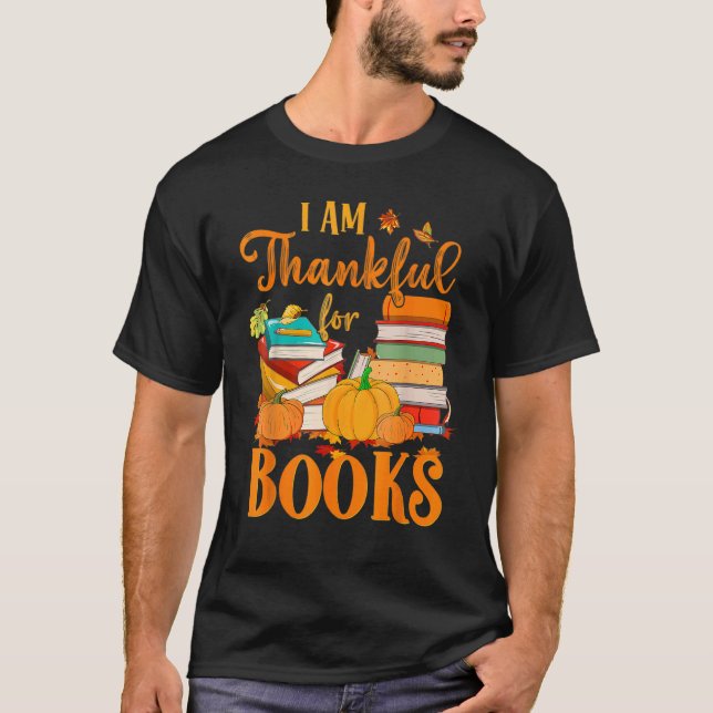 T-shirt Thankful For Books Fall Librarian  Happy Thanksgiv (Devant)