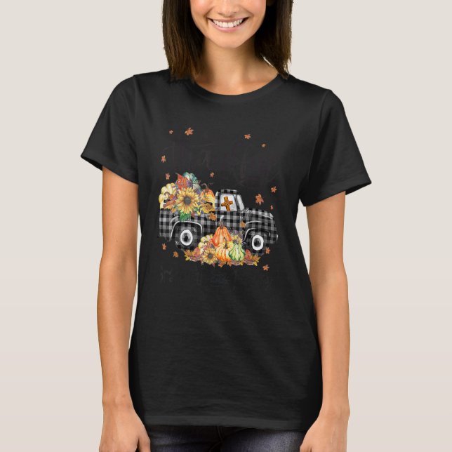 T-shirt Thankful Grateful and Blessed Pumpkin Fall Thanksg (Devant)