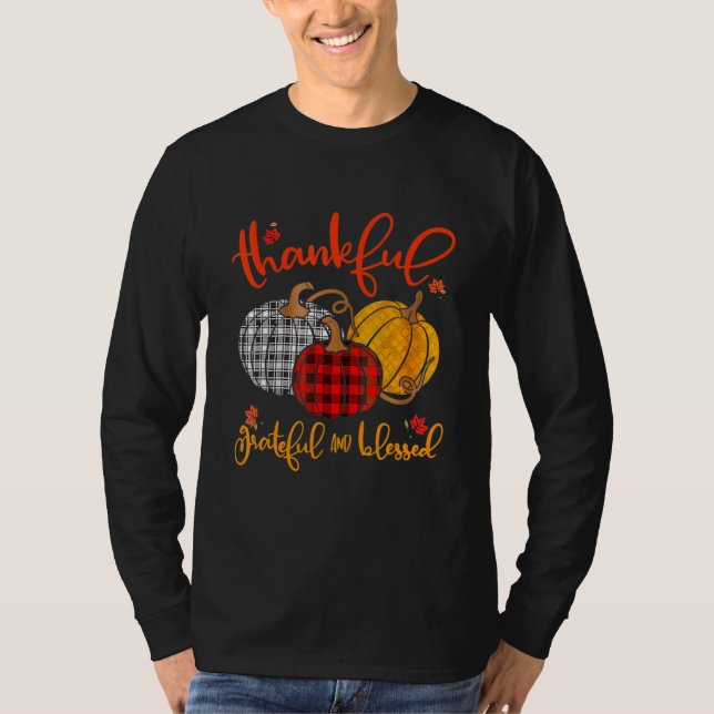 T-shirt Thankful Grateful Blessed Autumn Fall Pumpkin Outf (Devant)