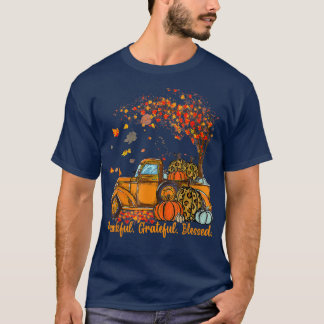 T-shirt Thankful Grateful Blessed Autumn Truck Falling Lea
