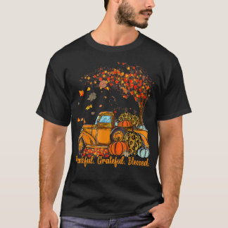 T-shirt Thankful Grateful Blessed Autumn Truck Falling Lea
