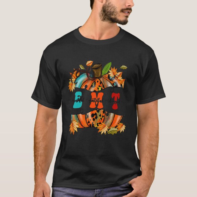 T-shirt Thankful  Grateful  Blessed EMT Pumpkin Autumn Fal (Devant)