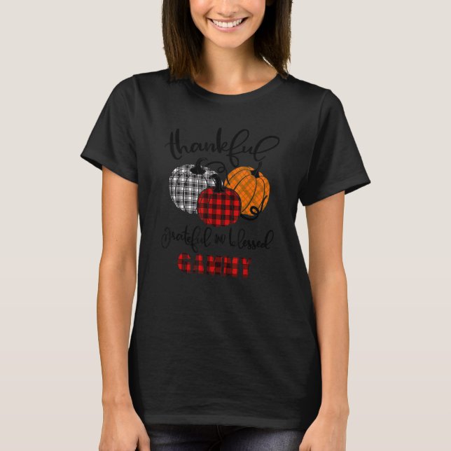 T-shirt Thankful Grateful Blessed Gammy Autumn Fall Pumpki (Devant)