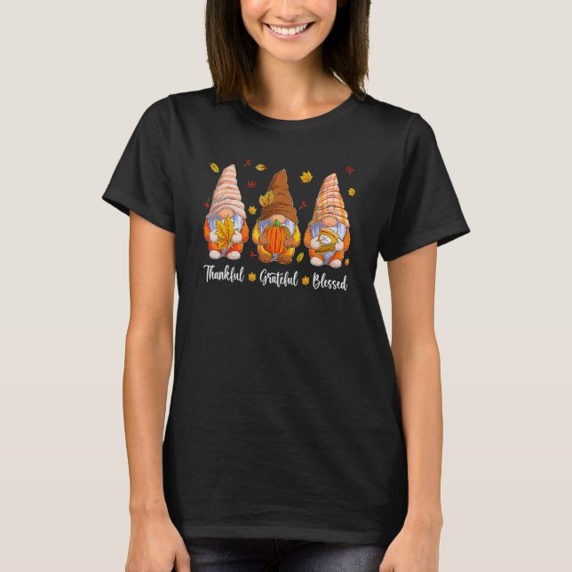T-shirt Thankful Grateful Blessed  Gnomies Fall Thanksgivi (Devant)