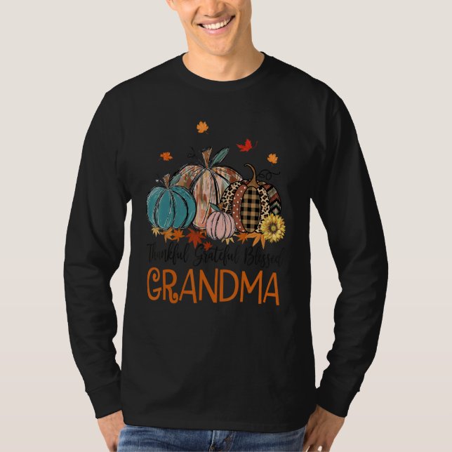 T-shirt Thankful Grateful Blessed Grandma Pumpkins Thanksg (Devant)
