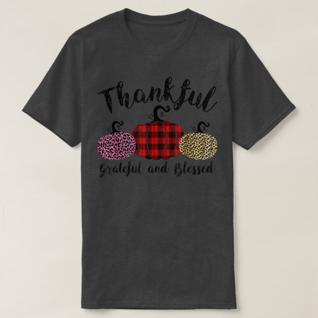 T-shirt Thankful Grateful Blessed Leopard Pumpkin Thanksgi (Design devant)