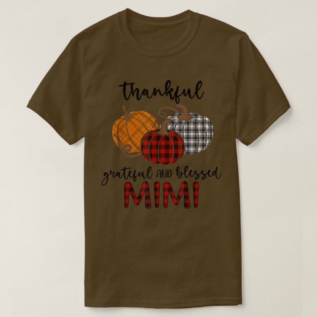 T-shirt Thankful Grateful Blessed Mimi Plaid Shirt Thanksg (Design devant)