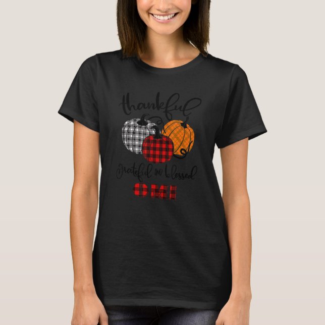 T-shirt Thankful Grateful Blessed Omi Autumn Fall Pumpkin  (Devant)