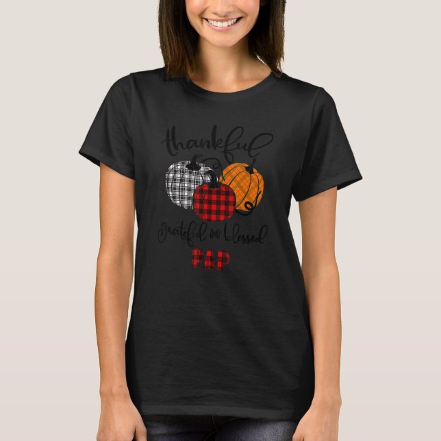T-shirt Thankful Grateful Blessed Pap Autumn Fall Pumpkin  (Devant)