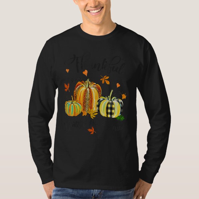 T-shirt Thankful Greatful And Blessed Fall Vibes Pumpkins (Devant)