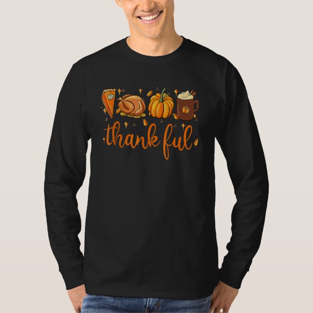 T-shirt Thankful Happy Turkey Day Thanksgiving Pumpkin Spi (Devant)