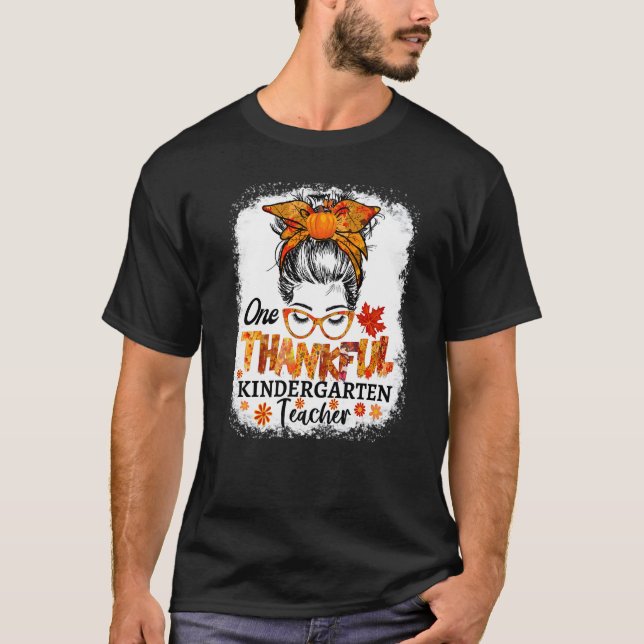 T-shirt thankful kindergarten teacher fall thanksgiving me (Devant)