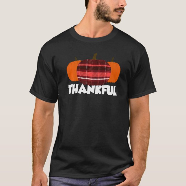 T-shirt Thankful Thanksgiving Pumpkin Flannel   (Devant)